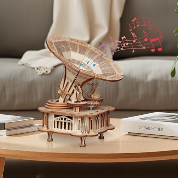3D GRAMOPHONE PUZZLE, WOODEN MODELS FOR ADULTS BUILDING, DIY CONSTRUCTIONS WOOD TO ASSEMBLE, HOME DECORATION AND BIRTHDAY CHRISTMAS FATHER'S DAY GIFTS FOR MEN WOMEN - Image 4